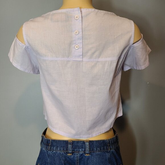 VTG Tomboy Le Sport Boxy Top 90s Lilac Purple Preppy Resort Vacation Oversized - Picture 5 of 8